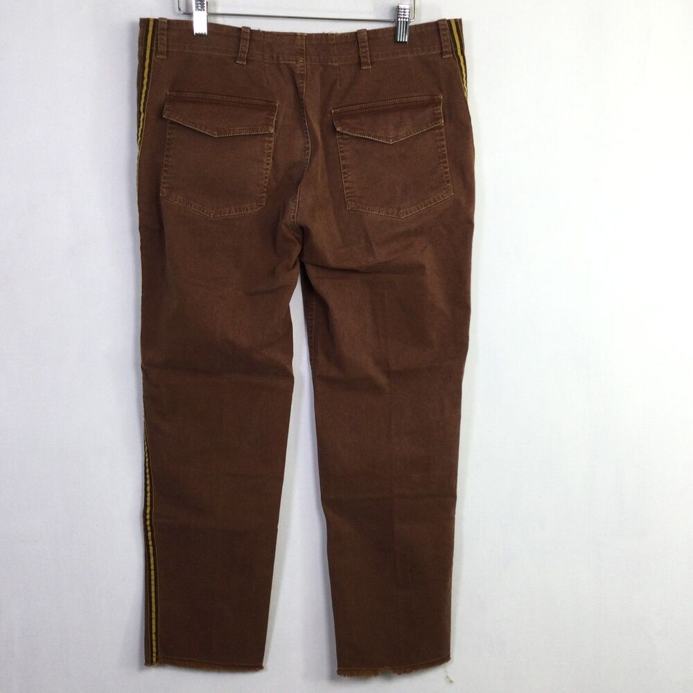 Nili Lotan Womens Jenna Crop Twill Pants Mid-Rise Straight Leg Brown Size 28 - Picture 5 of 11